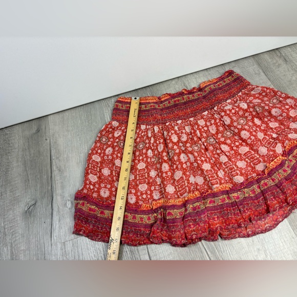 Anthropologie Red and Pink Floral Mini Skirt - Picture 3 of 8